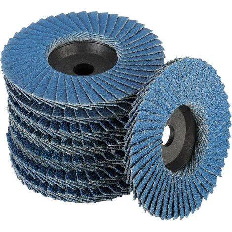 Set di 8 dischi lamellari, Ø 76 mm x 10 mm, grana 40/60/80/120, per metallo, acciaio e legno, rivestiti con dischi lamellari (blu) (1/4)