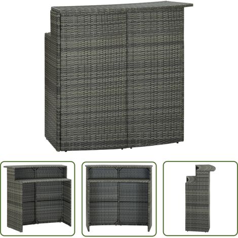 The Living Store Garten-Bartisch Grau 120x55x110 cm Poly Rattan - Gartentisch - Bartisch - Stehtisch - Outdoor Tisch - Rattan Tisch (1/5)