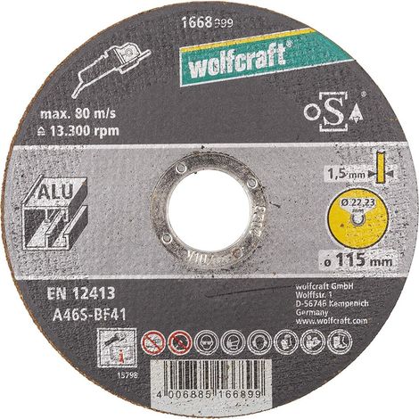 Disco de Corte Wolfcraft para Aluminio 115x1,5x22,23mm (1668999) (1/3)