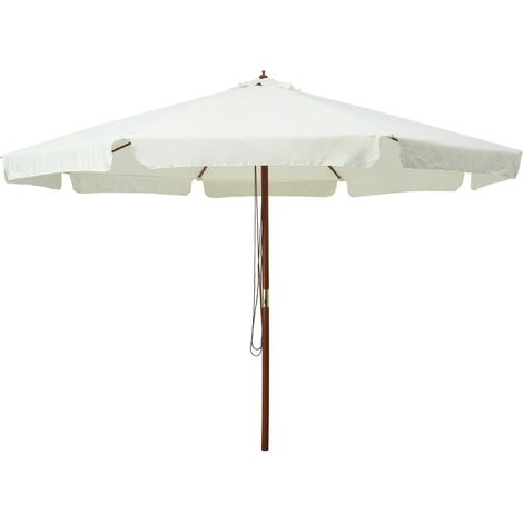 Sombrilla con mástil de madera 330 cm blanco arena 020008120