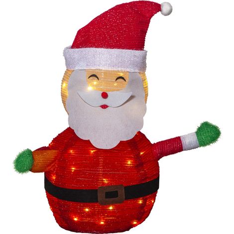 Éclairage de Noël extérieur Star Trading 'Tecidy', Père Noël illuminé 3D, piles + minuteur, blanc chaud, H 70 cm