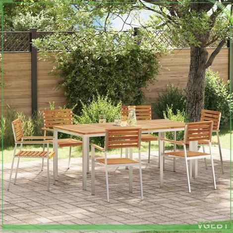 Ensemble de jardin - 7291712451034 - Acacia massif - Marron mat - Surface mate résistante aux taches (1/5)