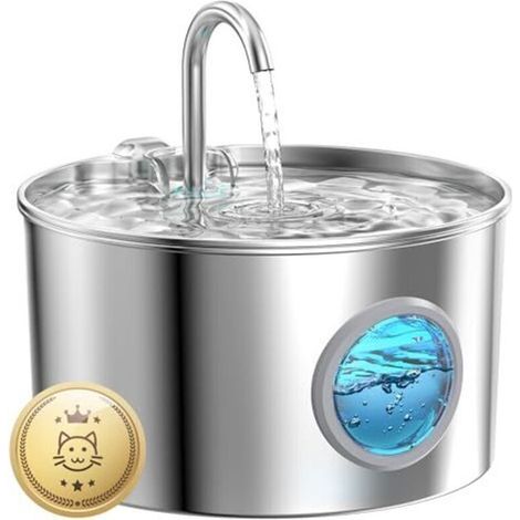 Fontaine a Eau Chat INOX: 3,2L Fontaine à Eau pour Chat - Distributeur Chien Automatique - Silencieux Distributeur Chien - Gardez l’Eau Propre (1/4)