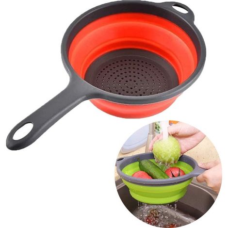 Panier égouttoir pliable en silicone, panier égouttoir rond pliable, ensemble d'ustensiles de cuisine faciles à ranger, panier ménager (1/4)