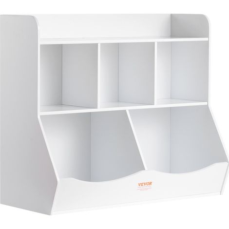 Casier de Rangement en Bois pour Enfants, Étagère à Jouets avec Bibliothèque, 5 Casiers, Meuble de Rangement pour Jouets et Livres, pour Chambre d'Enfant, Salle de Jeux, Crèche, Blanc (1/5)