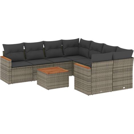 Maison Exclusive - 9-tlg. Garten-Sofagarnitur mit Kissen Grau Pol