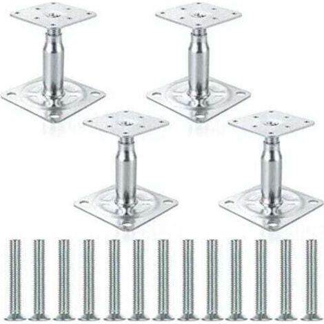 Poteau pour clôture Support de colonne galvanisé réglable 100-150 mm, support de toit robuste pour structures – Lot de 4 (1/2)