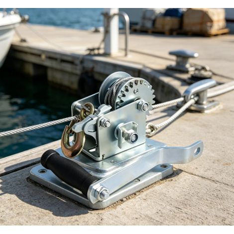 Treuil manuel à câble d'acier galvanisé 500 lbs câble de 7 m diamètre 4 mm treuil à manivelle pour bateau yacht levage domestique outil de levage manuel (1/5)