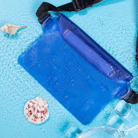 Bleu 2222 Sac banane étanche en PVC pour téléphone portable, sac banane multifonctionnel et étanche pour téléphones à écran tactile, grande capacité pour la photographie mobile. (1/5)