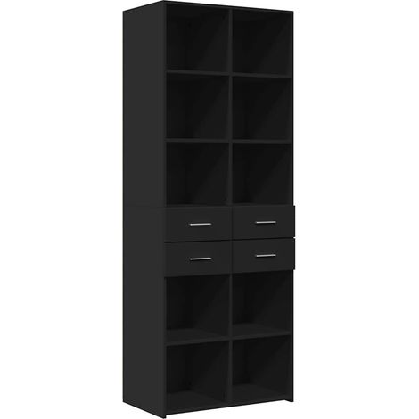 Maison Exclusive - Buffet haut noir 70x42,5x185 cm bois d'ingénierie (1/5)