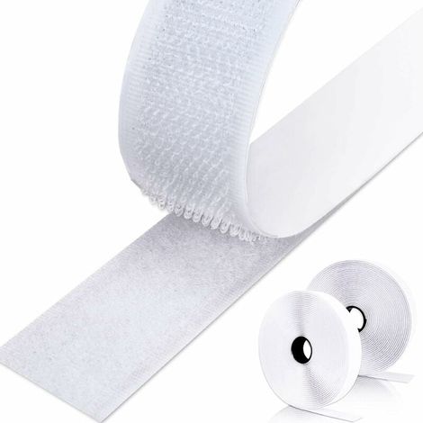Scratch Autocollant Double Face 8M, Bande Scratch Adhésif Bande Agrippantes Adhésives Autocollant pour Tentures Murales Les Tapis 20mm (Blanc) (1/5)