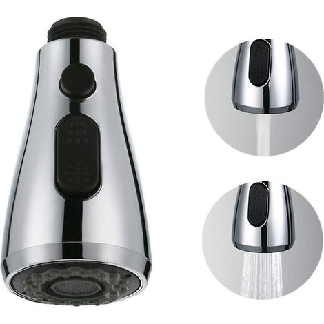 Douchette de robinet avec bouton d'arrêt, 3 types de jets rétractables, tête professionnelle pour évier de cuisine et mitigeur de toilettes (1/4)