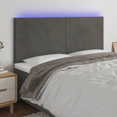 Cabecero con luces LED terciopelo gris oscuro 180x5x118/128 cm vidaXL (1/5)