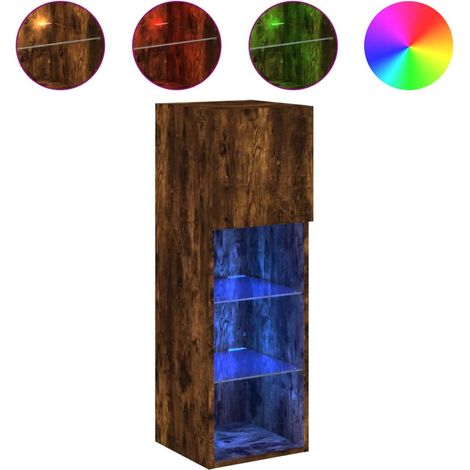 Mobile TV Armadietto TV Mobile Porta TV con Luci LED Rovere Fumo 30,5x30x90 cm (1/5)