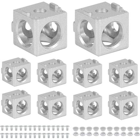 10 PièCes 3 Cubes D'angle 2020, Matériel d'extrusion Profilé Aluminium 20x20, Connecteurs en Alliage D'aluminium, Accessoires pour imprimante 3D(argent) (1/5)