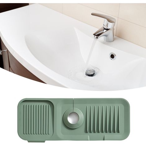 Tapis de robinet en silicone, protection d'évier sûre et sans odeur, accessoire pour la cuisine et la salle de bain, vert foncé (1/5)