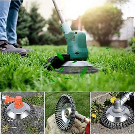 150mm fil d'acier roue jardin brosse contre les mauvaises herbes tondeuse à gazon mangeur d'herbe tondeuse débroussailleuse outils jardin coupe-herbe tête brosse contre les mauvaises herbes MNS (1/4)