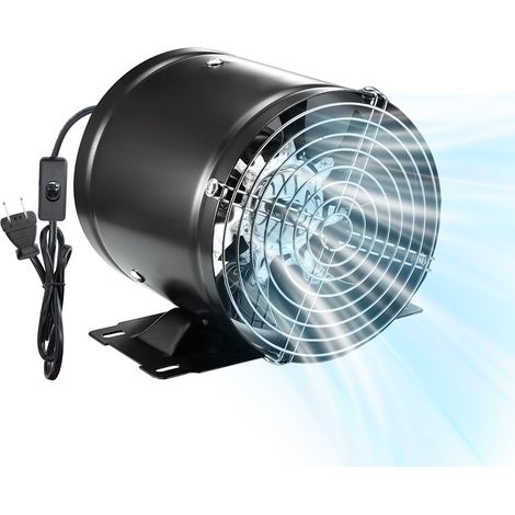 Ventilateur de conduit en ligne de 15 cm (6 po), extracteur d'air à haut débit, ventilateur d'extraction robuste en métal avec clapet anti-retour et grille, idéal pour garage, tente de culture et gren