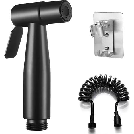 Noir Douchette WC Kit de Pulvérisateur de Toilette pour Bidet Kit de Pulvérisateur de Bidet en Acier Inoxydable pour Douche Salle de Bain Hygiène Papier Toilette Nettoyage Des Couches (1/5)