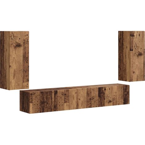 Maison Exclusive - TV-Schrankset 4 pcs Altholz Holzwerkstoff