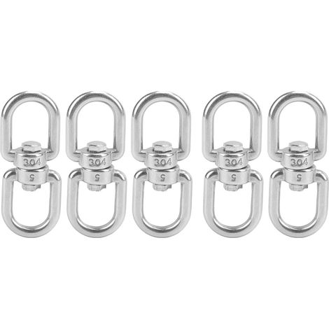5 pièces crochets pivotants M5 Double extrémité 304 connecteur d'anneau de manille œil à œil en acier inoxydable (1/5)