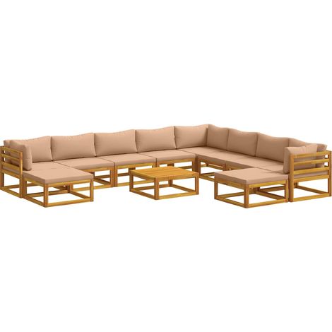 Ensemble de Canapés 11 pc Naturel bois – mobilier de jardin