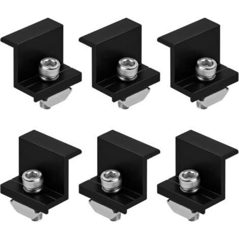 Support de panneau solaire, lot de 6, fixation de panneau solaire 30 mm, borne de rail solaire réglable pour rails de montage photovoltaïques (1/5)