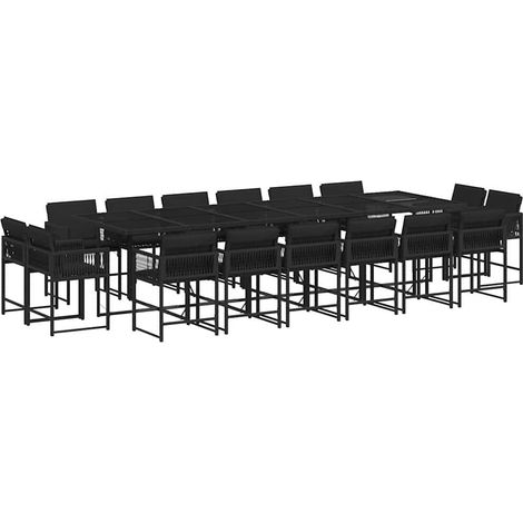 Maison Exclusive - Ensemble à manger de jardin 17 pcs coussins noir résine tressée (1/5)