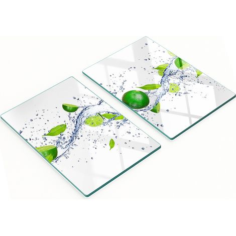 Küchenschneidebretter aus Glas mit Limetten- und Wassermotiven, 2 x 40 x 52 cm (1/5)