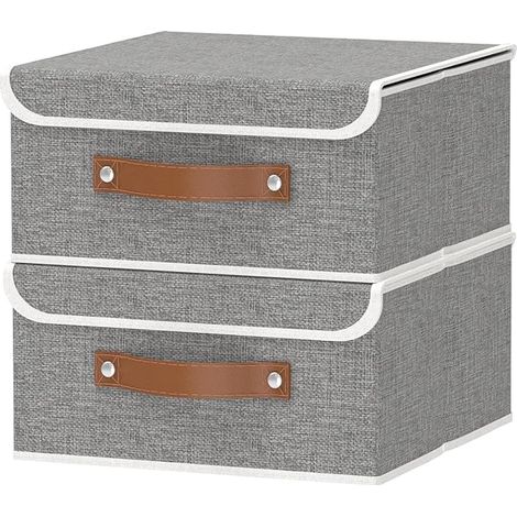 Storage Boxes with Lids, 32 x 32 x 16 cm, Grey (1/3)