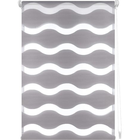 Blindecor Luna senza attrezzi  Tenda a rullo ondulata a doppio strato giorno e notte - Argento grigio, 130 x 150 cm (Larghezza x Altezza)  Dimensioni del tessuto 127 x 145 cm (1/5)