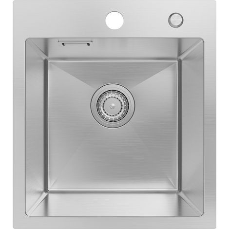 Sofetiy Max Évier de cuisine en acier inoxydable, 40 x 45 cm, évier à encastrer, évier à poser, brossé (1/5)