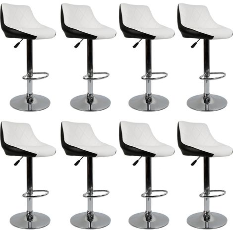 Aqrau 8 Tabouret de bar cuillère noire à dossier blanc (1/5)