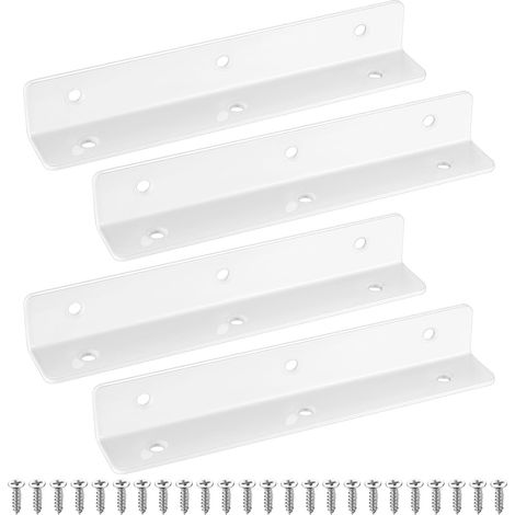 Lot de 4 Équerres, Support angle métal blanc, Fer Q235 robuste, Fixation meubles jardin, Pour parterre surélevé (1/5)