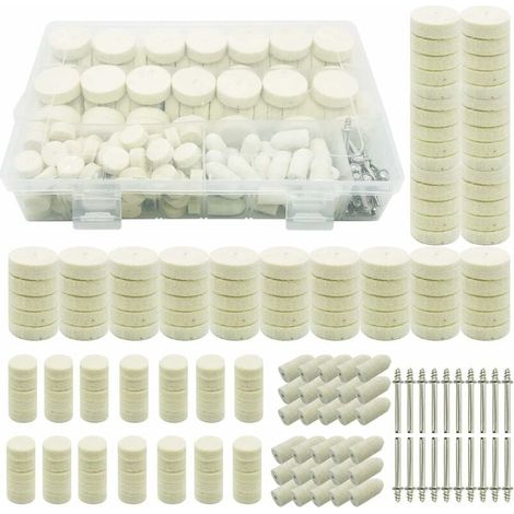 200 PCS Roue de Polissage en Laine, Tampon de Polissa Roue de Polissage avec Tige Métal pour Accessoires Dremel Outils Rotatifs (1/5)