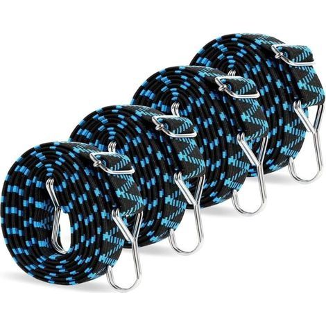 Tendeurs Elastique Plat avec Crochets 2M,Sandow Reglable Elastique avec Crochet Métal,Corde Elastique pour Bagages, Sangle Demenagement Elastique Large pour Velo,Moto,Voiture,Bache,Camping,Remorque (1/5)
