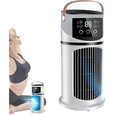 Ventilateur de Climatiseurs Portatifs Rafraîchisseur d'Air Évaporatif,Ventilateur de Bureau Silencieux Rafraîchisseur d'Air pour Pièce, Chambre, Bureau, Voiture et Tente de Camping (1/5)