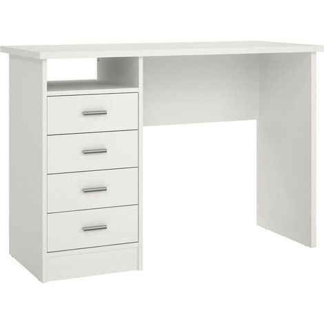 Dmora Bureau linéaire avec quatre tiroirs, couleur blanche, Dimensions 110 x 76 x 48 cm, avec emballage renforcé (1/5)