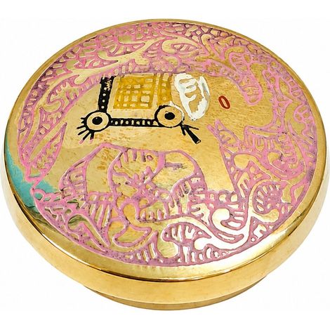 Caja portaincienso de latón dorado con esmalte rosa 5 cm (1/5)