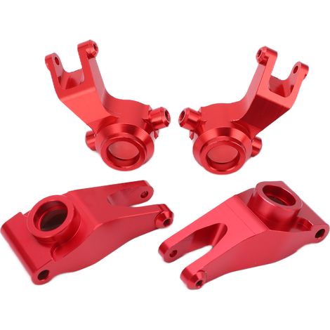 Kit de direction RC comprenant un bloc d'essieu arrière, un bloc de direction en alliage d'aluminium, un kit de coupelles de direction avant et arrière avec roulements et vis (rouge). (1/5)