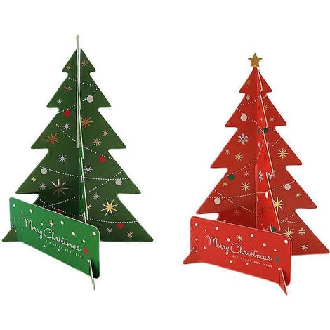 Lot de 2 sapins de Noël en papier, décorations pour enfants, jouet de Noël à offrir (couleur aléatoire)-18.5X13.8cm