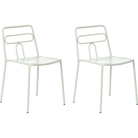Conjunto de 2 sillas de jardín de metal apilables para exteriores verde Agerola