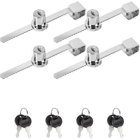 Serrure Vitrine, 4 Pièces Serrure de Porte en Verre pour Portes Coulissantes en Verre de 2 à 8 mm d'Épaisseur sans Perçage, Serrure de Porte Coulissante en Verre pour Maison et Commerce (1/5)
