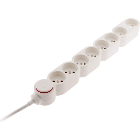 Bloc Home 8 Prises 16A 2P+T avec Interrupteur et fiche extraplate Blanc 1,5m (1/5)