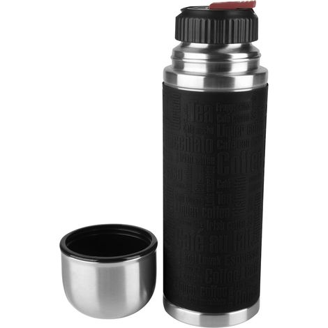 Tefal Thermos Senator 0,5L - K3064214: Stahlthermoskanne mit Silikonhülle, schwarz (1/5)