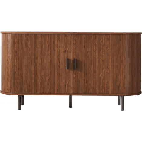Credenza con ante scorrevoli e dettagli scanalati 140 x 40 x 75 cm colore noce (1/5)