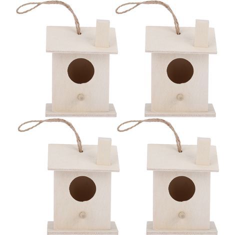 4pcs Innovant Ornement de nids d'oiseau en bois innovant pour décoration de jardin de jardin en plein air (1/5)