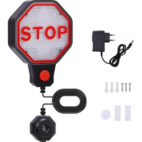 Capteur de stationnement à ultrasons réglable avec aide au stationnement en garage, affichage LED rouge-jaune-vert, mesure précise de la distance, signal sonore et ajustement automatique de la distanc