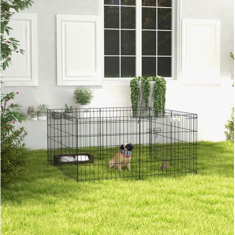 Hundelaufstall für Welpen und kleine Hunde, Metall, mit Tür, 61 cm, schwarz HAVRYA (1/3)