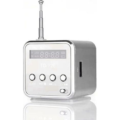 Radio numérique portable TD V26, mini récepteur radio FM avec écran LCD et haut-parleur stéréo, compatible avec les cartes microSD. (1/5)